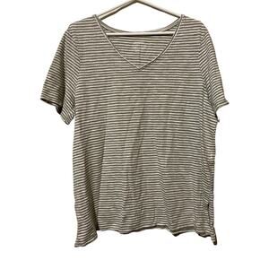 Chicos T Shirt The Ultimate Tee Womens US XL White Green Silver Metallic